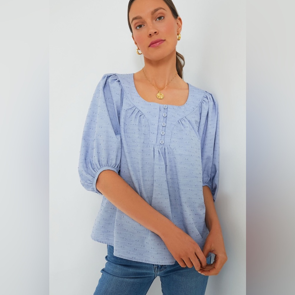 Tuckernuck | Women's Chambray Inara Blouse Light Blue Size Small